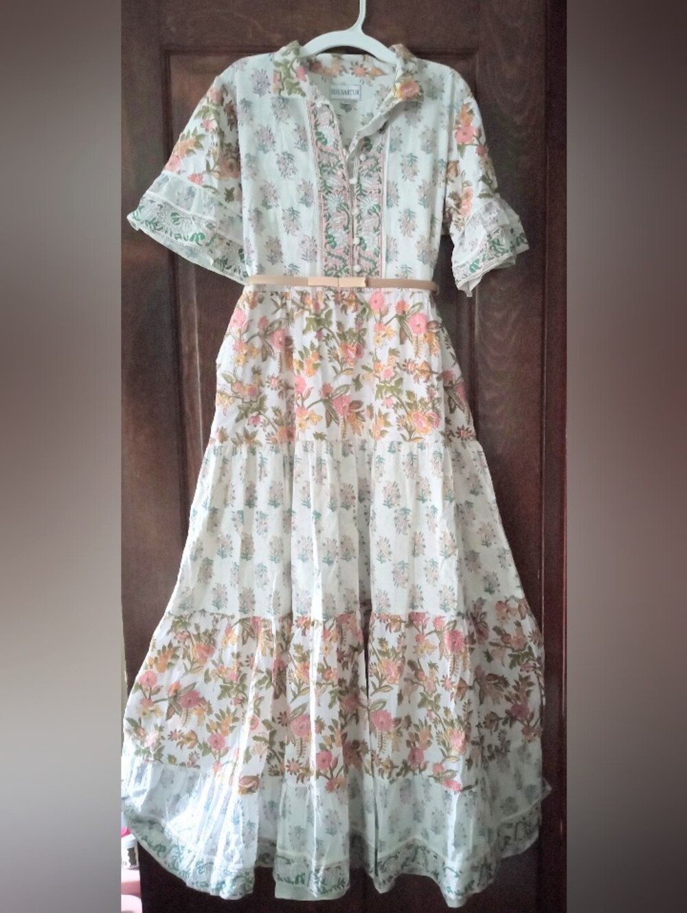Sue Sartor 19in Bust Floral Tiered Maxi Dress